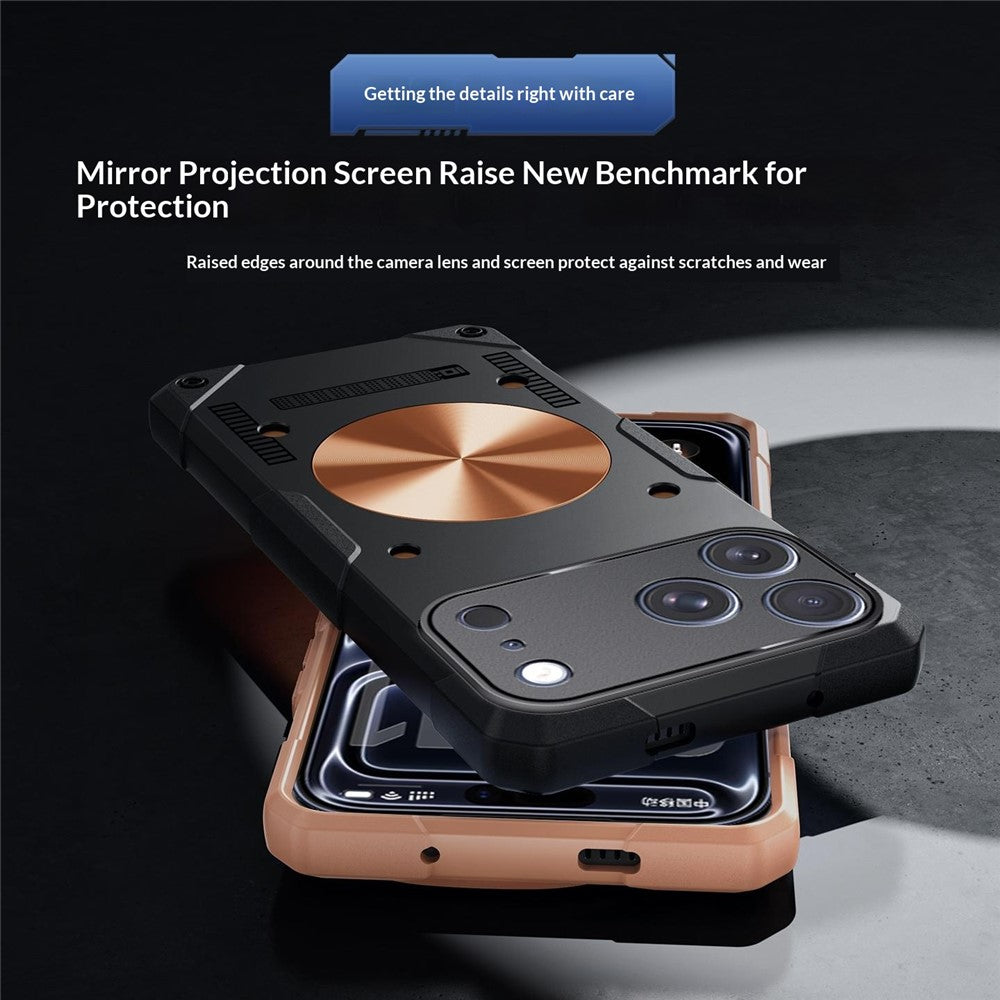 For iPhone 17 Pro Case Copper Heat Dissipation TPU + Metal Cooling Phone Cover Support Magnetic Car Mount