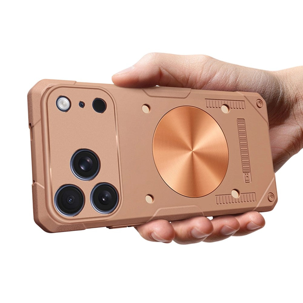 For iPhone 17 Pro Case Copper Heat Dissipation TPU + Metal Cooling Phone Cover Support Magnetic Car Mount