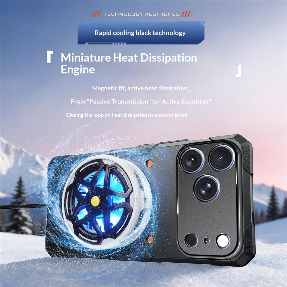 For iPhone 17 Pro Max Case Copper Heat Dissipation TPU + Metal Cooling Phone Cover Support Magnetic Car Mount