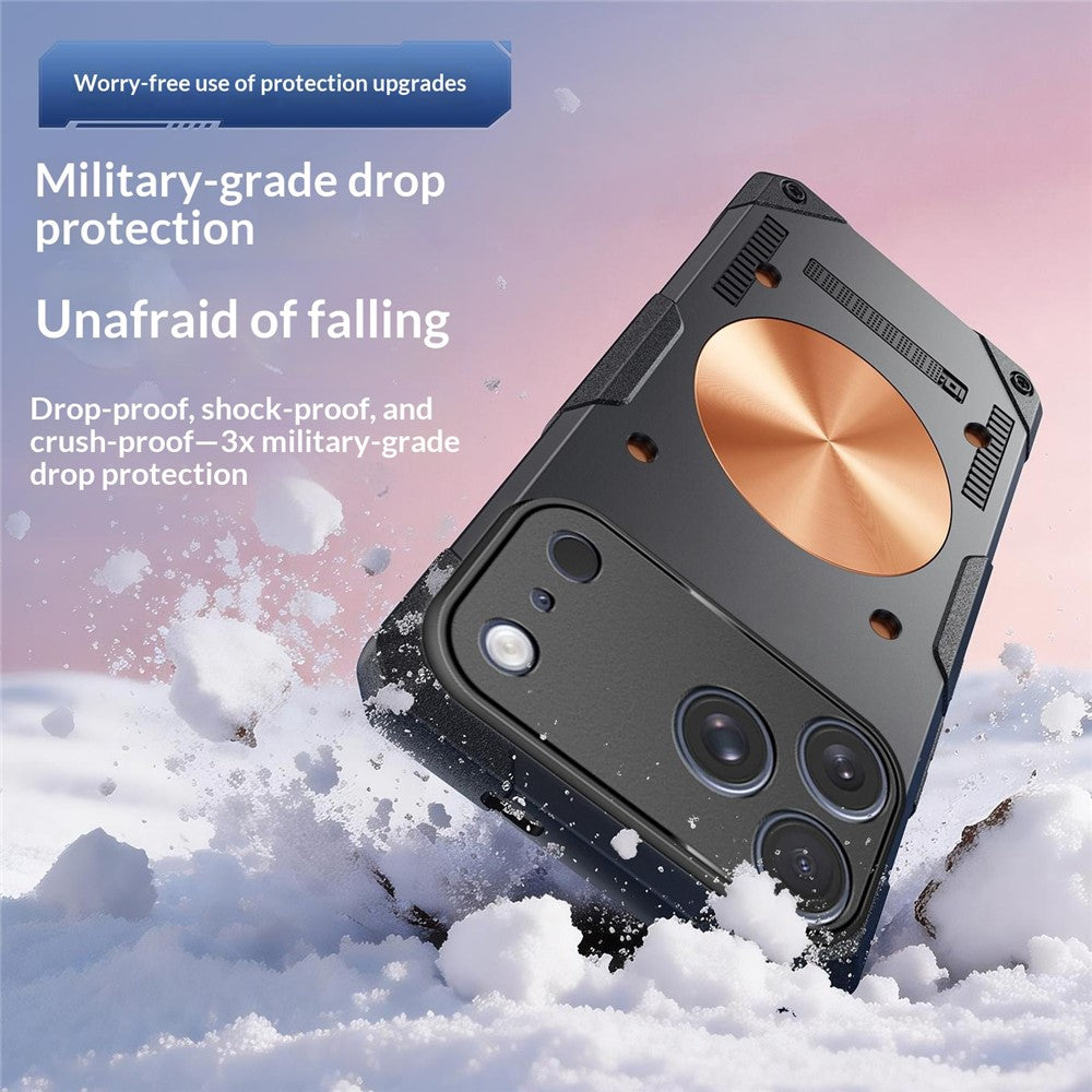 For iPhone 17 Pro Max Case Copper Heat Dissipation TPU + Metal Cooling Phone Cover Support Magnetic Car Mount