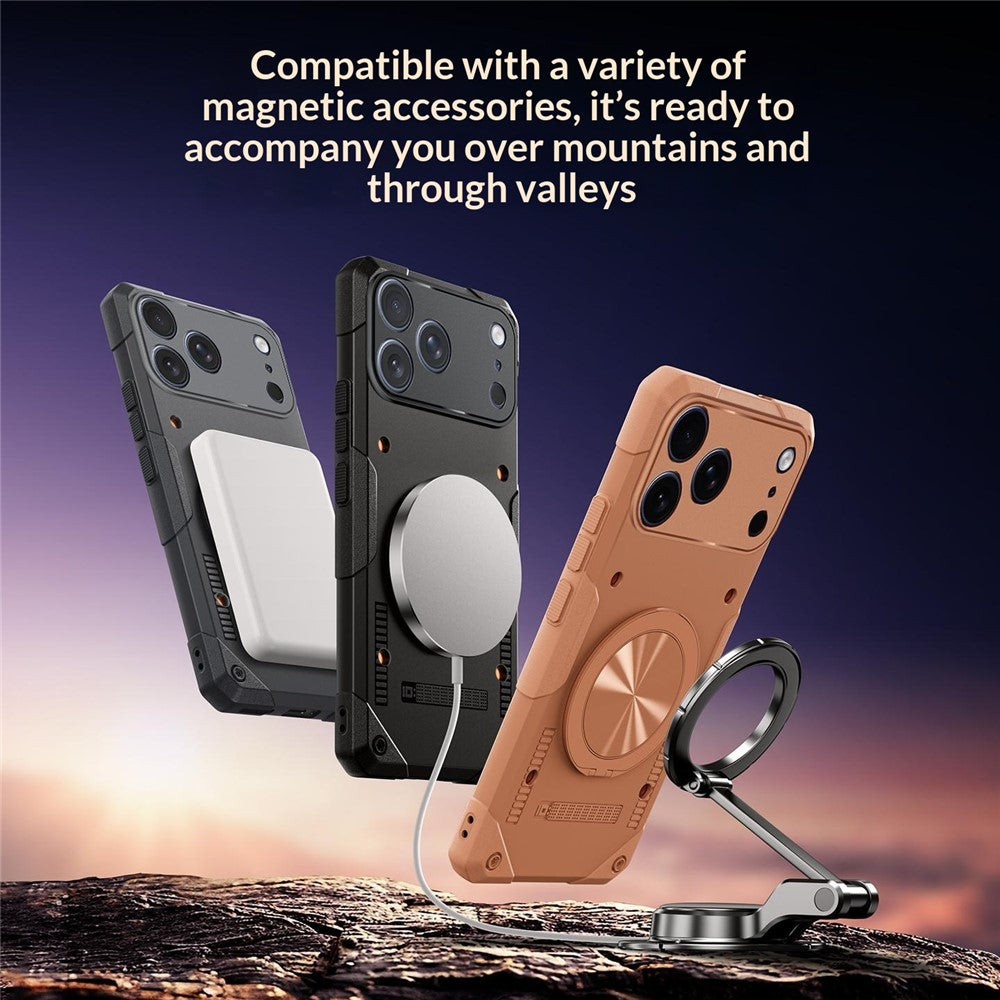For iPhone 17 Pro Magnetic Case 360° Rotating Ring Kickstand TPU Phone Cover