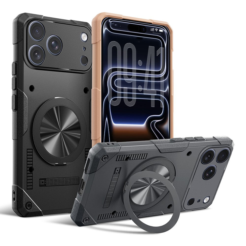 For iPhone 17 Pro Magnetic Case 360° Rotating Ring Kickstand TPU Phone Cover