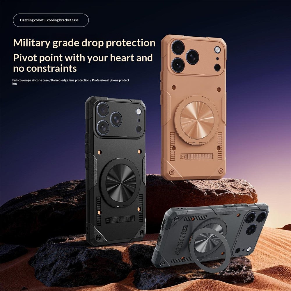 For iPhone 17 Pro Magnetic Case 360° Rotating Ring Kickstand TPU Phone Cover