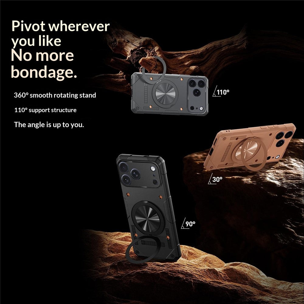 For iPhone 17 Pro Magnetic Case 360° Rotating Ring Kickstand TPU Phone Cover
