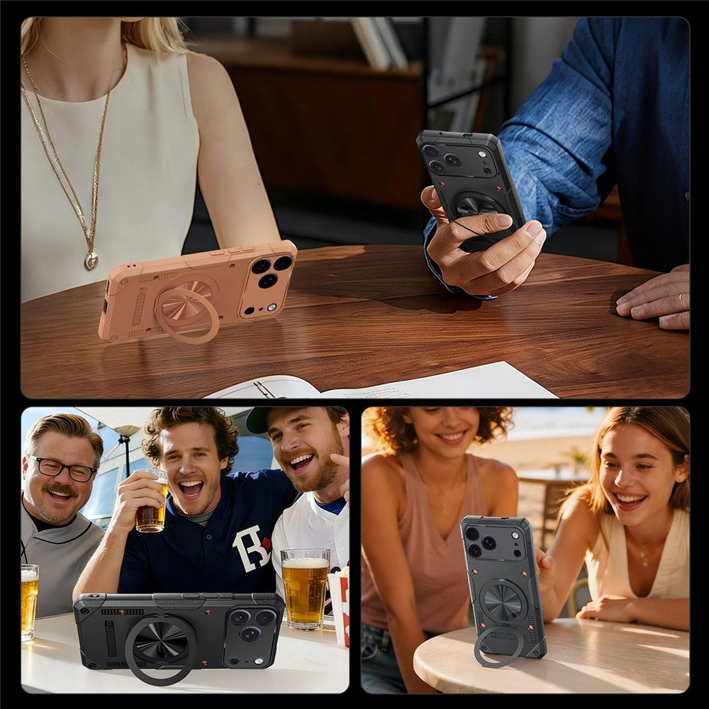 For iPhone 17 Pro Max Magnetic Case 360° Rotating Ring Kickstand TPU Phone Cover