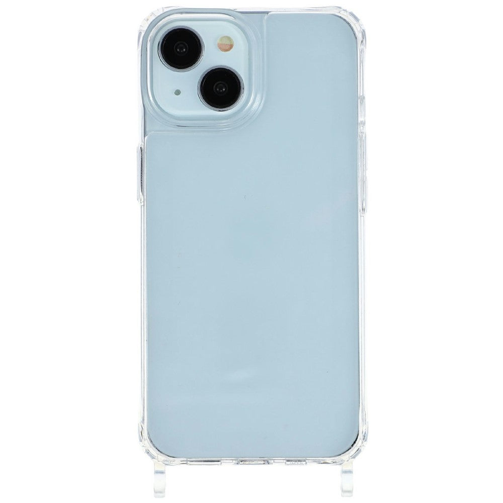 For iPhone 15 Plus Case PC+TPU 1.5mm Clear Phone Cover with Lanyard Holes