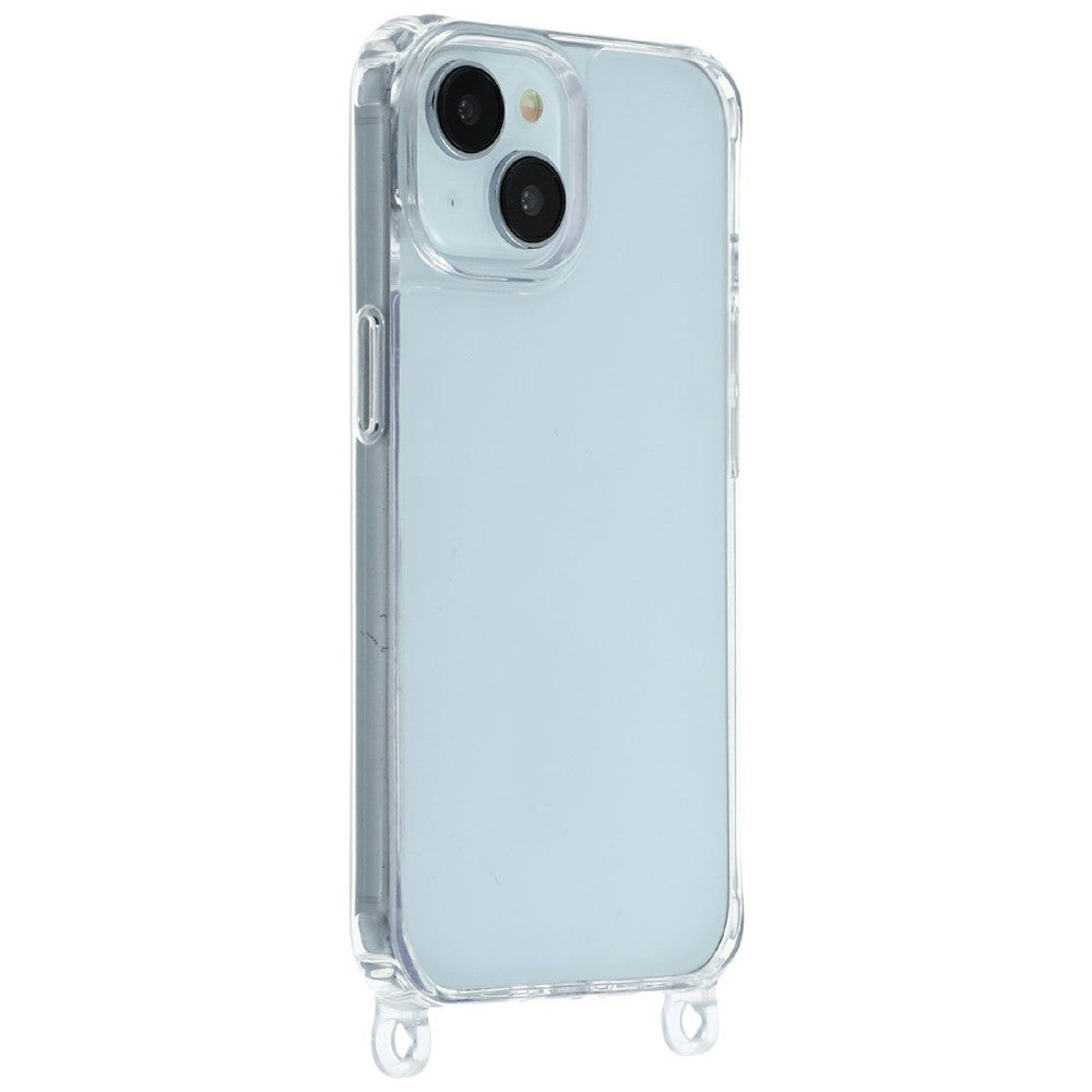 For iPhone 15 Plus Case PC+TPU 1.5mm Clear Phone Cover with Lanyard Holes