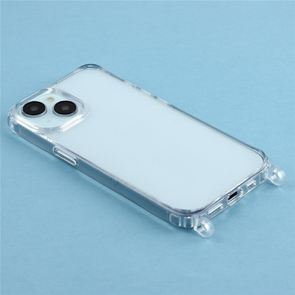 For iPhone 15 Plus Case PC+TPU 1.5mm Clear Phone Cover with Lanyard Holes