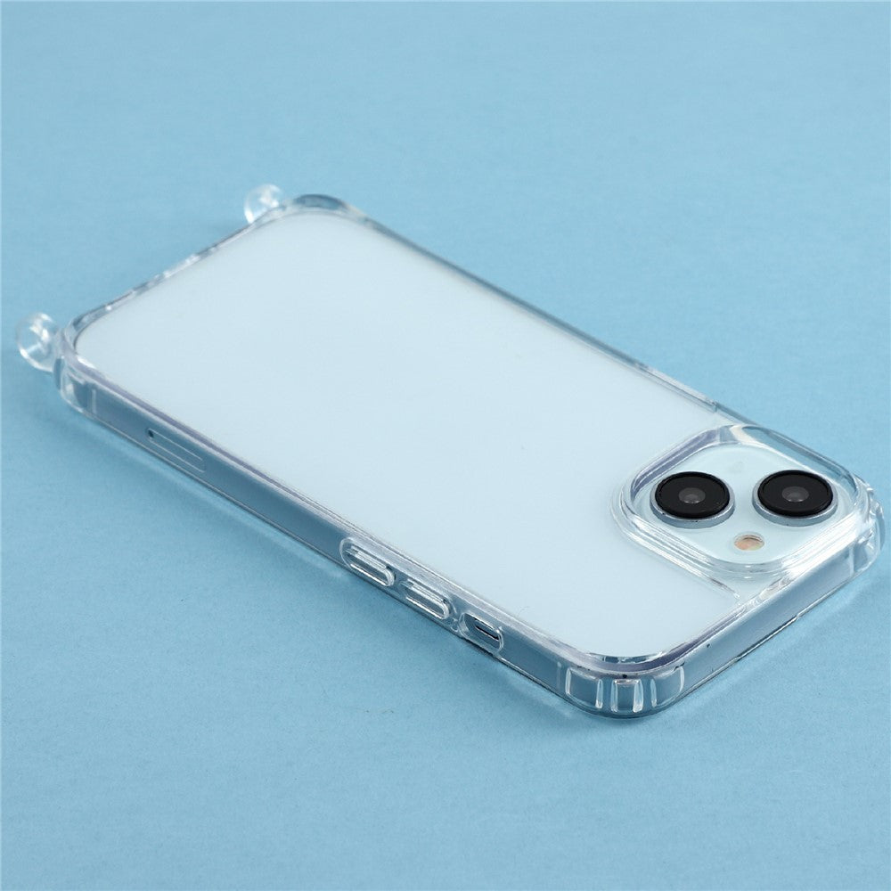 For iPhone 15 Plus Case PC+TPU 1.5mm Clear Phone Cover with Lanyard Holes
