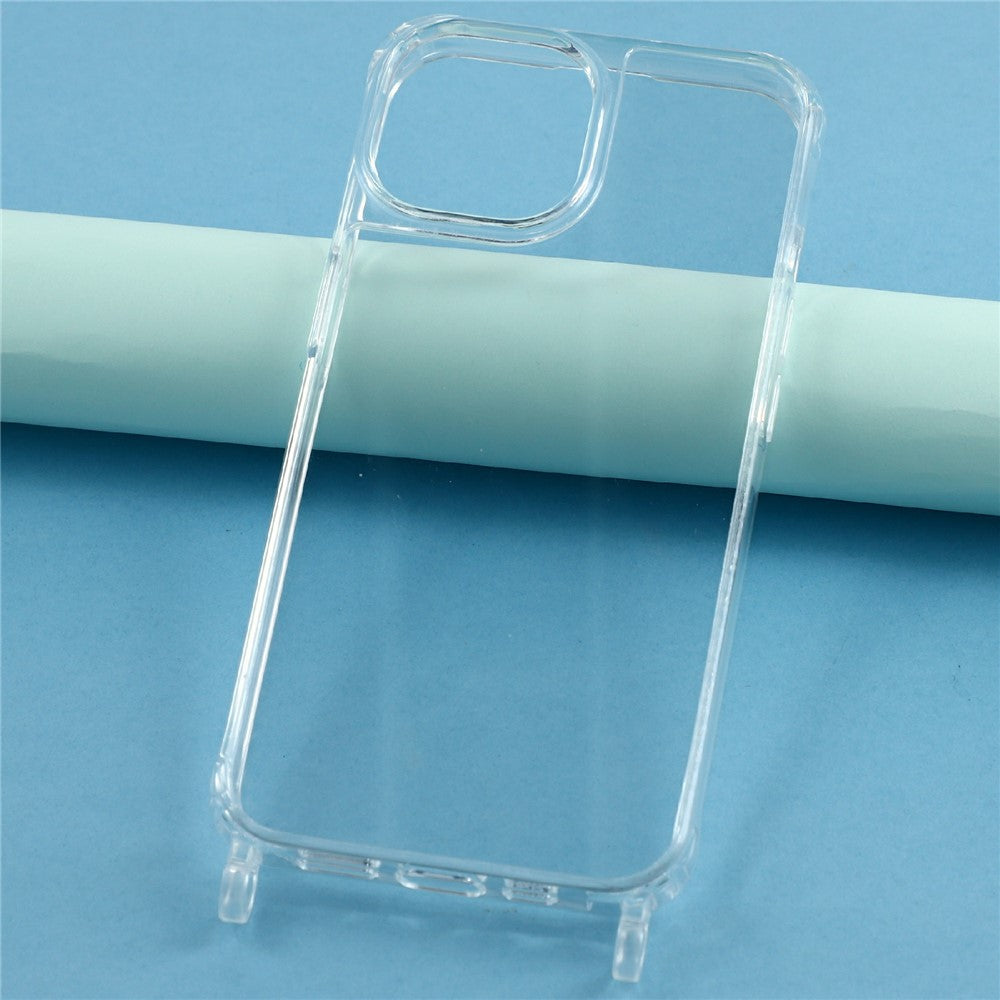 For iPhone 15 Plus Case PC+TPU 1.5mm Clear Phone Cover with Lanyard Holes