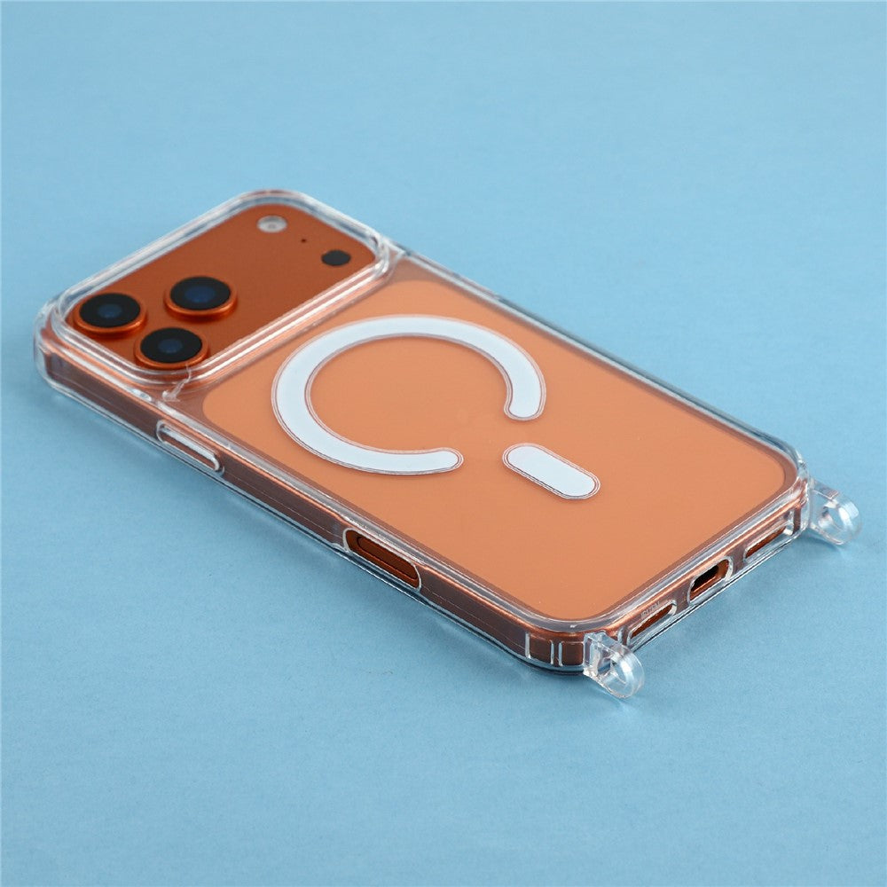 For iPhone 17 Pro Max Case Compatible with MagSafe TPU+PC 1.5mm Clear Phone Cover with Lanyard Holes