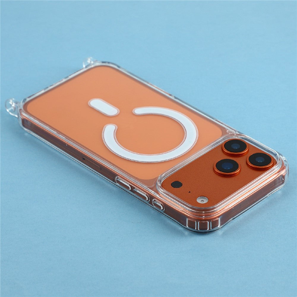 For iPhone 17 Pro Max Case Compatible with MagSafe TPU+PC 1.5mm Clear Phone Cover with Lanyard Holes