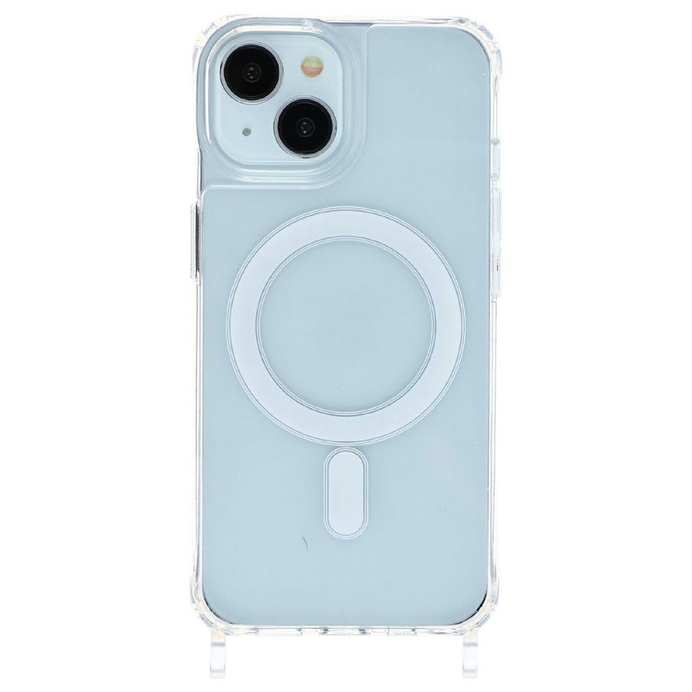 For iPhone 15 Plus Case Compatible with MagSafe TPU+PC 1.5mm Clear Phone Cover with Lanyard Holes