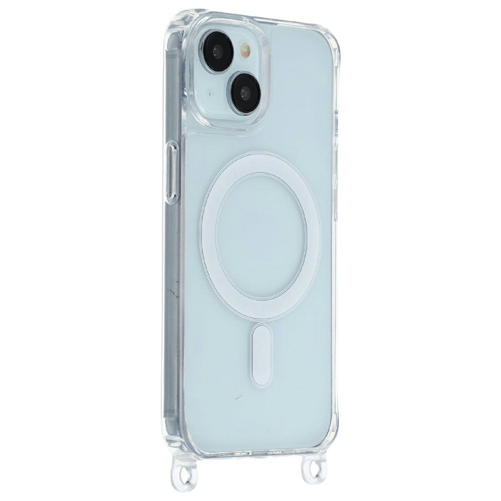 For iPhone 15 Plus Case Compatible with MagSafe TPU+PC 1.5mm Clear Phone Cover with Lanyard Holes