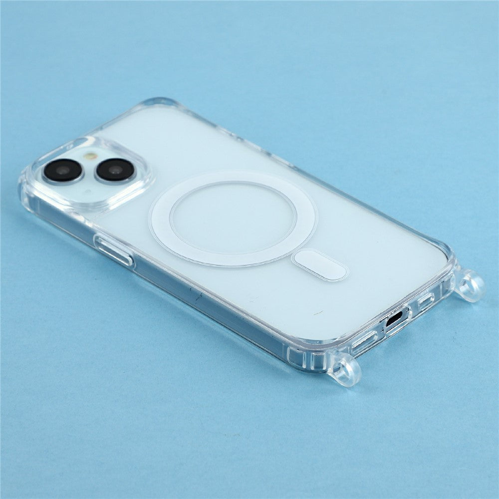 For iPhone 15 Plus Case Compatible with MagSafe TPU+PC 1.5mm Clear Phone Cover with Lanyard Holes