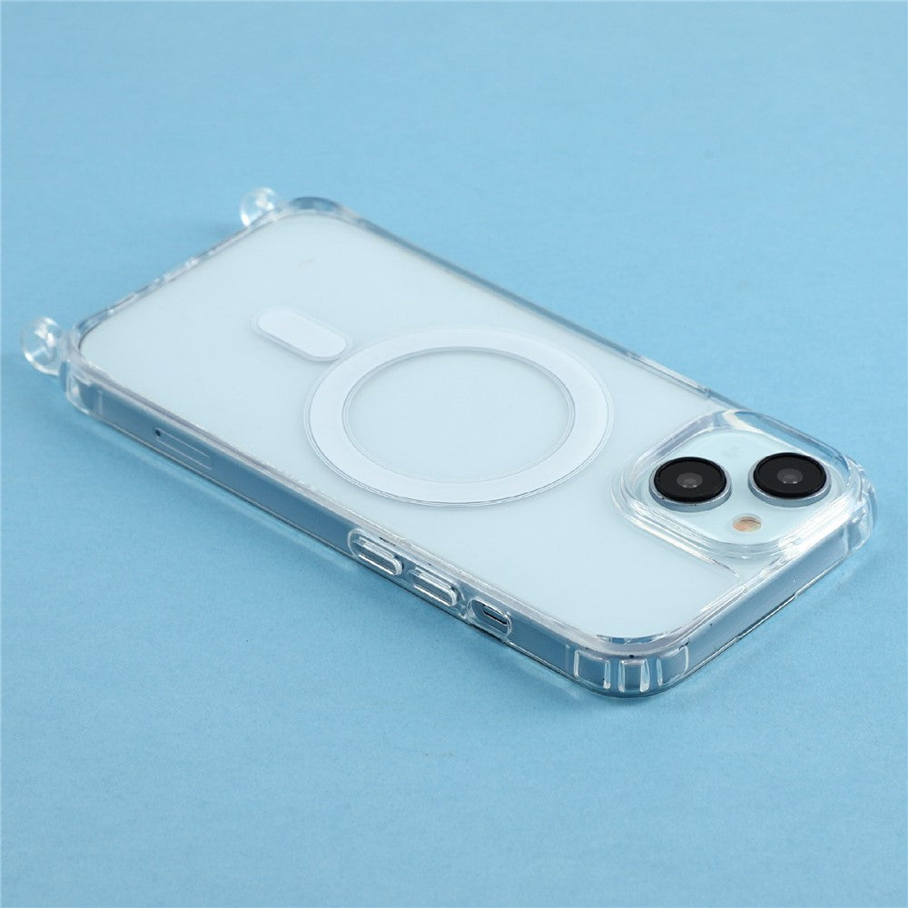 For iPhone 15 Plus Case Compatible with MagSafe TPU+PC 1.5mm Clear Phone Cover with Lanyard Holes