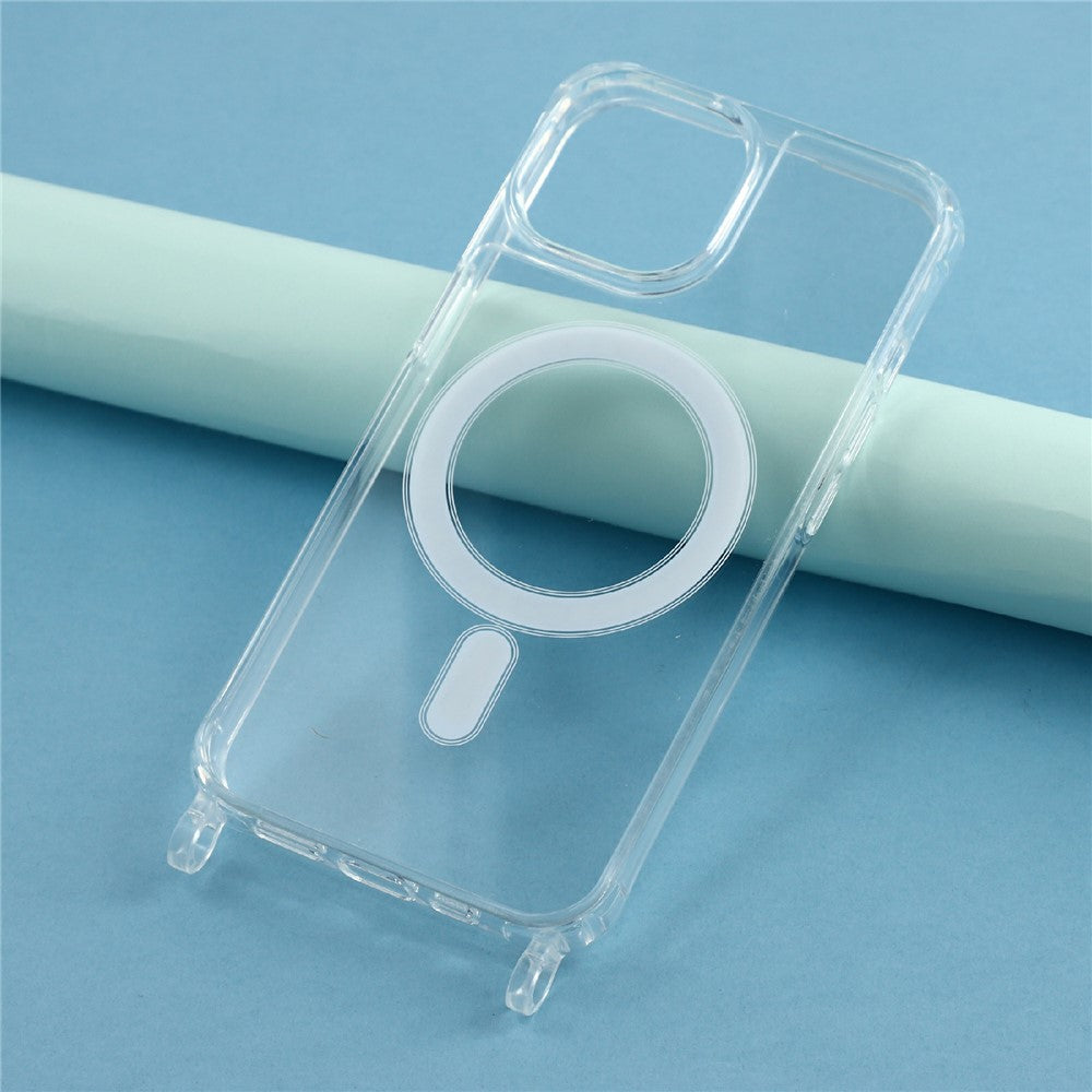 For iPhone 15 Plus Case Compatible with MagSafe TPU+PC 1.5mm Clear Phone Cover with Lanyard Holes