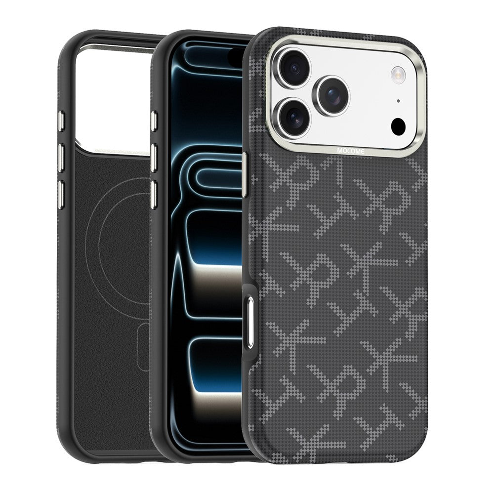For iPhone 17 Pro Max Magnetic Case Aramid Fiber Texture Leather + PC + TPU Shockproof Phone Cover