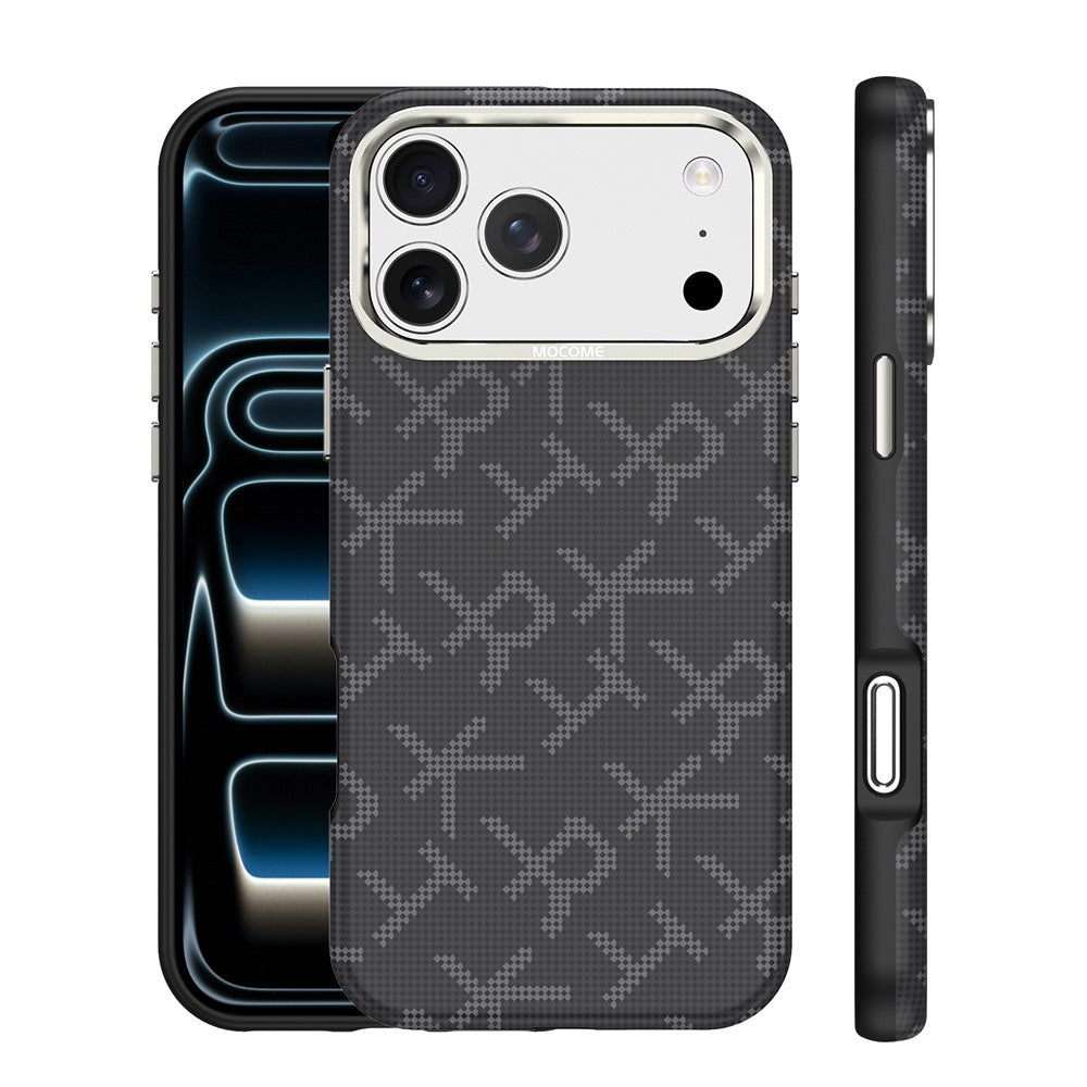 For iPhone 17 Pro Max Magnetic Case Aramid Fiber Texture Leather + PC + TPU Shockproof Phone Cover