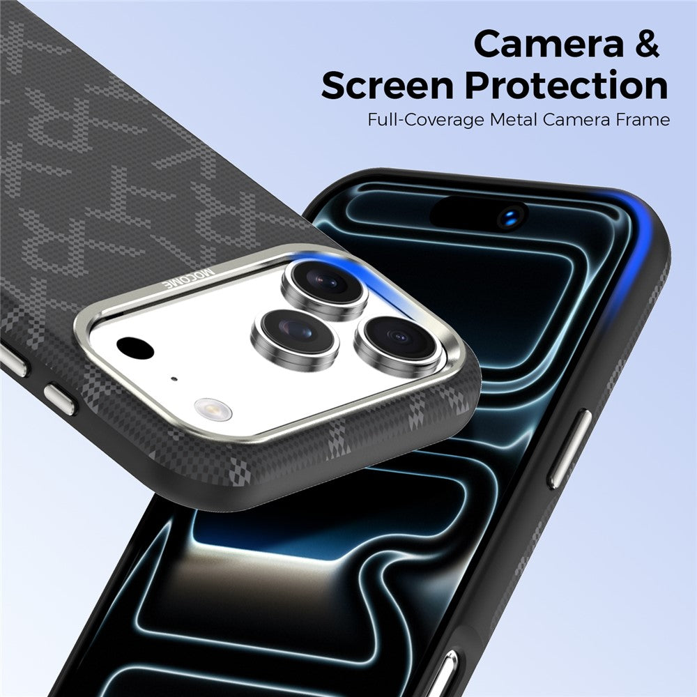 For iPhone 17 Pro Max Magnetic Case Aramid Fiber Texture Leather + PC + TPU Shockproof Phone Cover