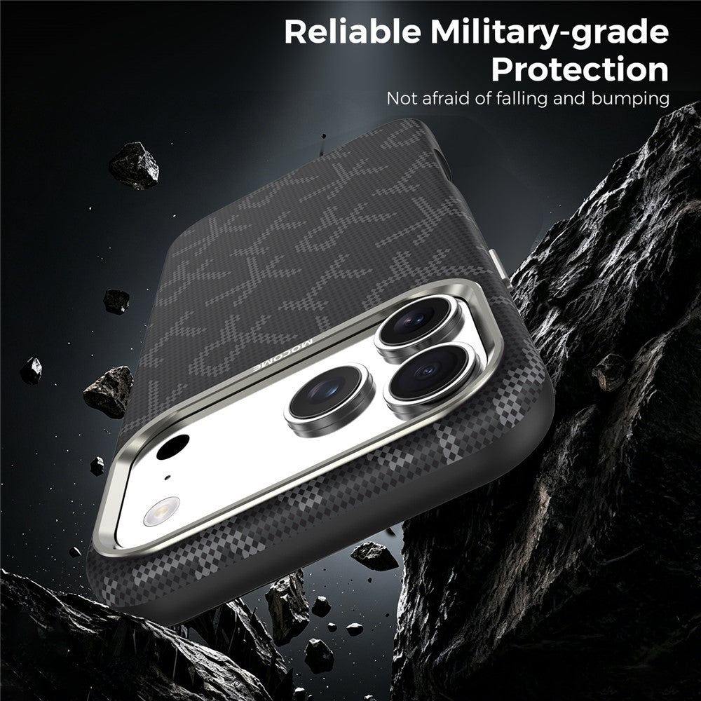 For iPhone 17 Pro Max Magnetic Case Aramid Fiber Texture Leather + PC + TPU Shockproof Phone Cover