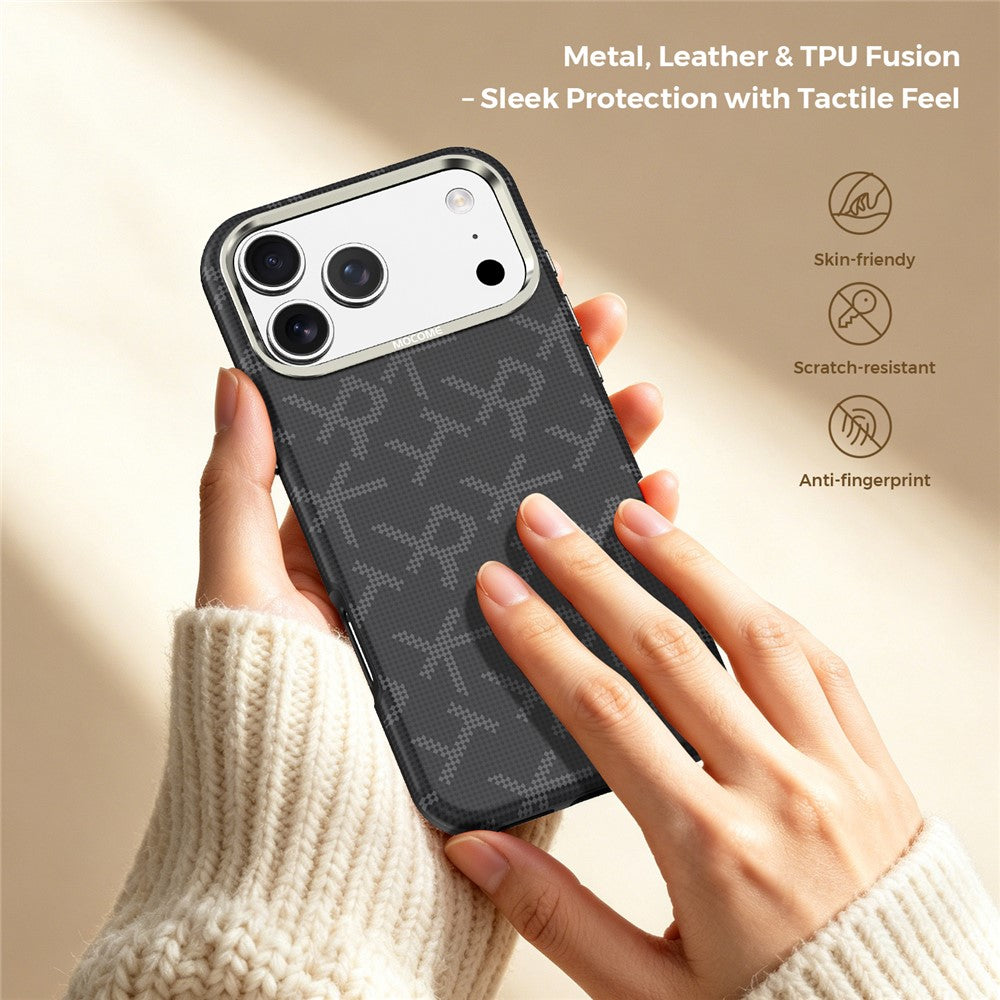 For iPhone 17 Pro Max Magnetic Case Aramid Fiber Texture Leather + PC + TPU Shockproof Phone Cover
