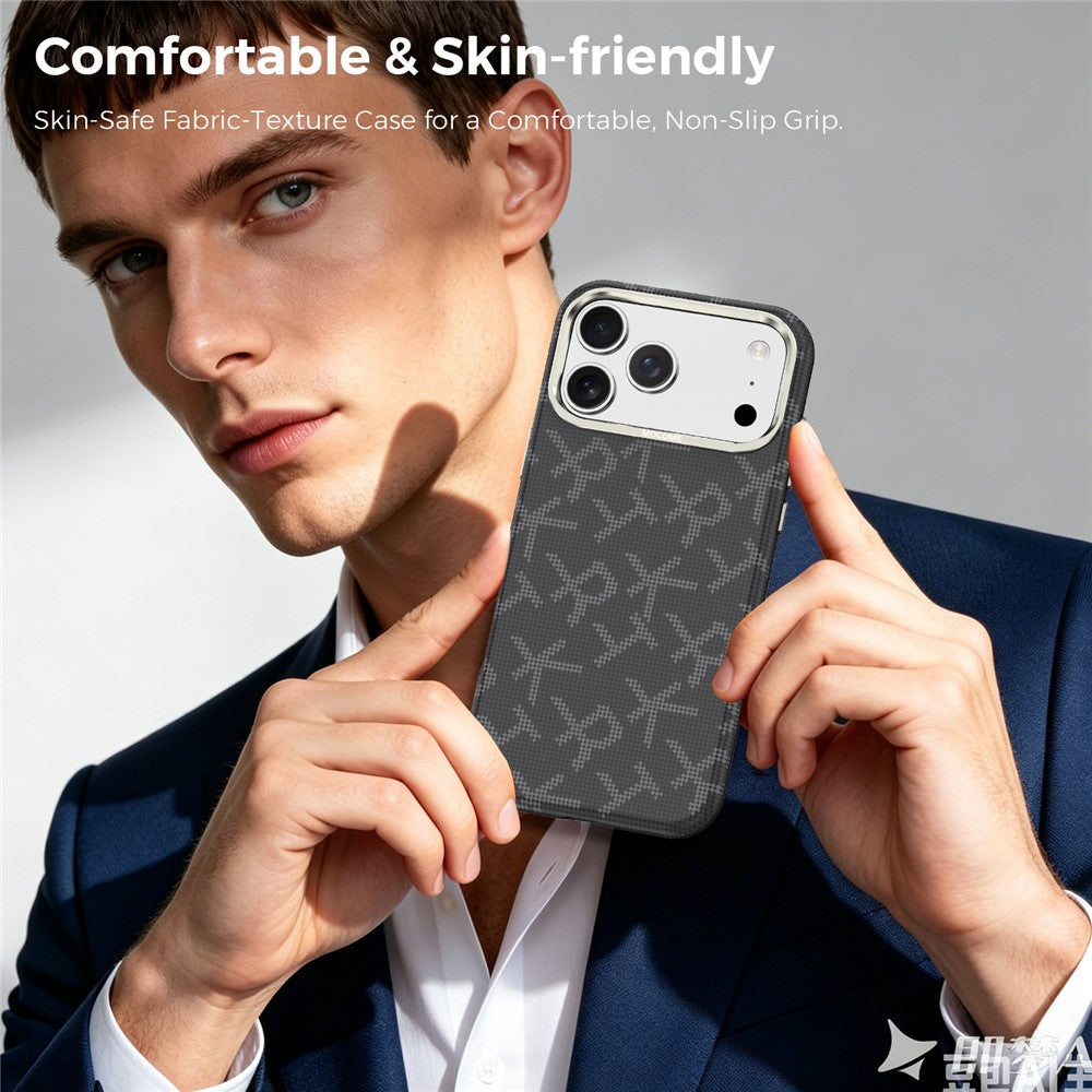 For iPhone 17 Pro Max Magnetic Case Aramid Fiber Texture Leather + PC + TPU Shockproof Phone Cover