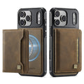 AUTSPACE for iPhone 17 Pro Case  A13 Vintage Leather Back Cover with Magnetic Detachable Card Bag