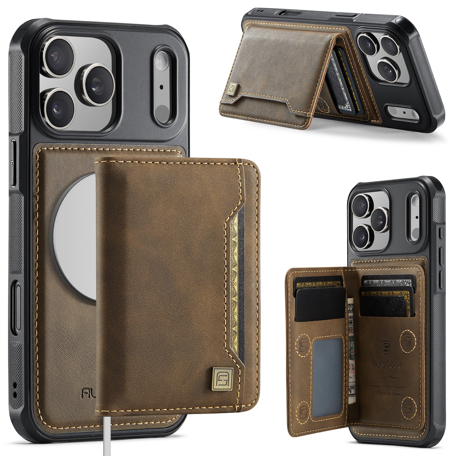 AUTSPACE A13 iPhone 17 Pro Max Vintage Leather Case