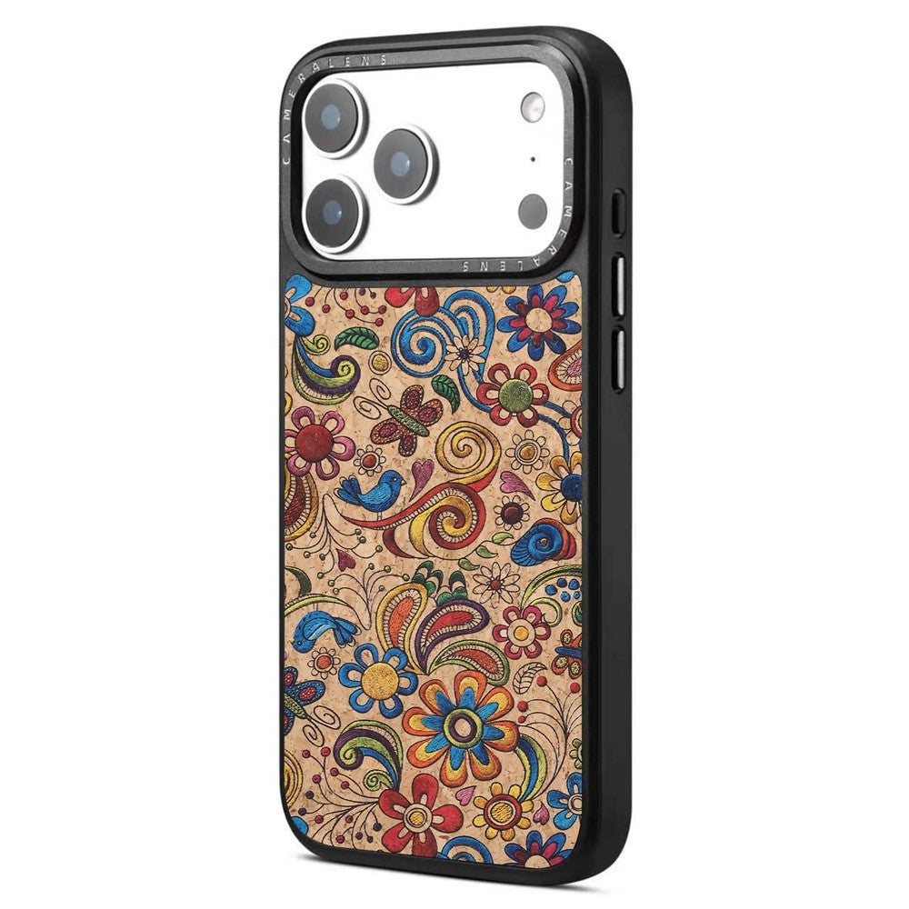 DENIOR A28 for iPhone 17 Pro Magnetic Case Floral Embroidery Leather + PC + TPU Phone Cover