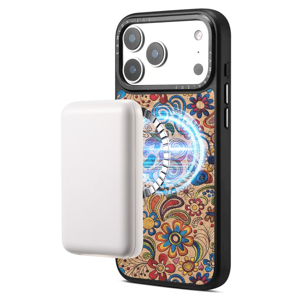 DENIOR A28 for iPhone 17 Pro Max Magnetic Case Floral Embroidery Leather + PC + TPU Phone Cover