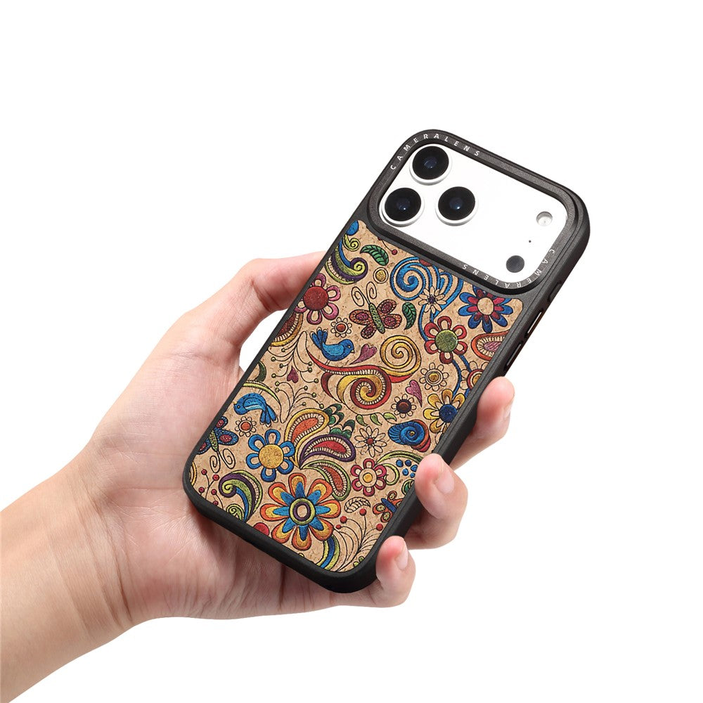 DENIOR A28 for iPhone 17 Pro Max Magnetic Case Floral Embroidery Leather + PC + TPU Phone Cover