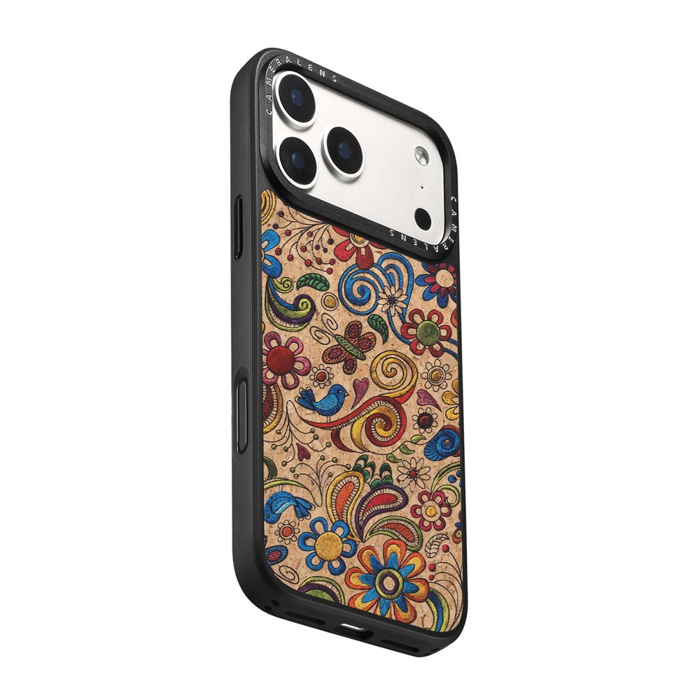 DENIOR A28 for iPhone 17 Pro Max Magnetic Case Floral Embroidery Leather + PC + TPU Phone Cover