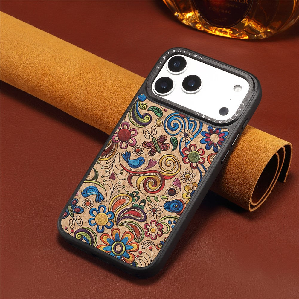 DENIOR A28 for iPhone 17 Pro Max Magnetic Case Floral Embroidery Leather + PC + TPU Phone Cover