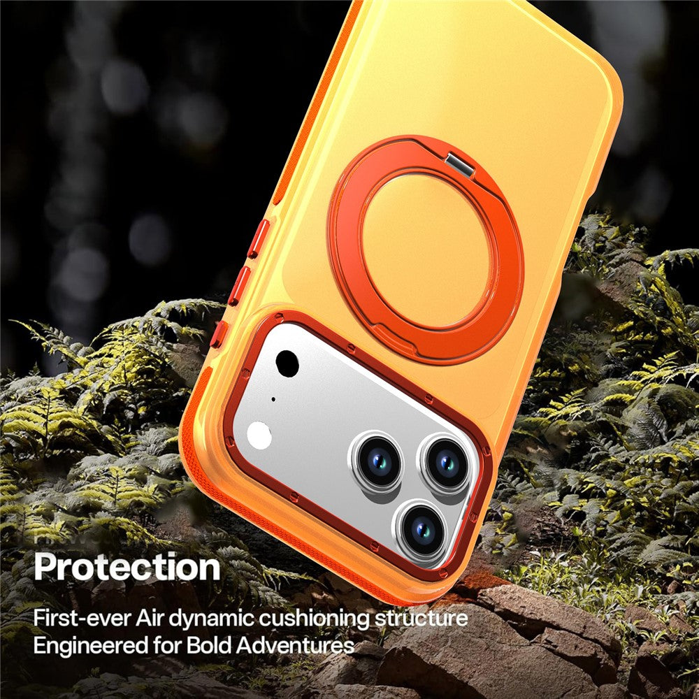 For iPhone 18 Pro Max / 17 Pro Max Case Rotating Kickstand Contrasting Color Design PC + TPU Phone Cover
