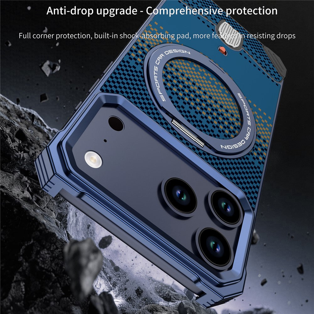 For iPhone 17 Pro Max Case Magnetic Rotating Kickstand Gradient Aramid Fiber Frameless Phone Cover