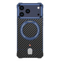 For iPhone 17 Pro Aramid Fiber Case Magnetic Rotating Kickstand Carbon Fiber Texture Frameless Phone Cover