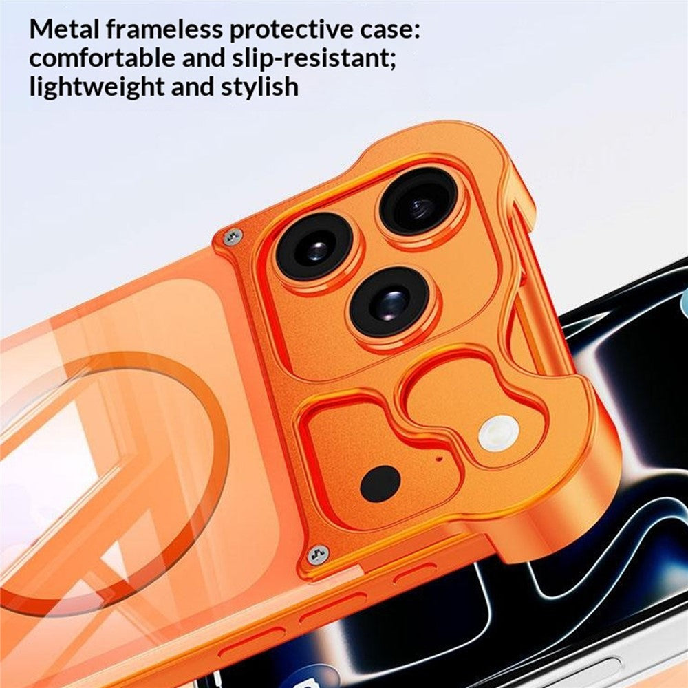 For iPhone 17 Pro Magnetic Case Aluminum Alloy + PC Clear Transparent Frameless Phone Cover