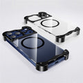 For iPhone 17 Pro Magnetic Case Aluminum Alloy + PC Clear Transparent Frameless Phone Cover