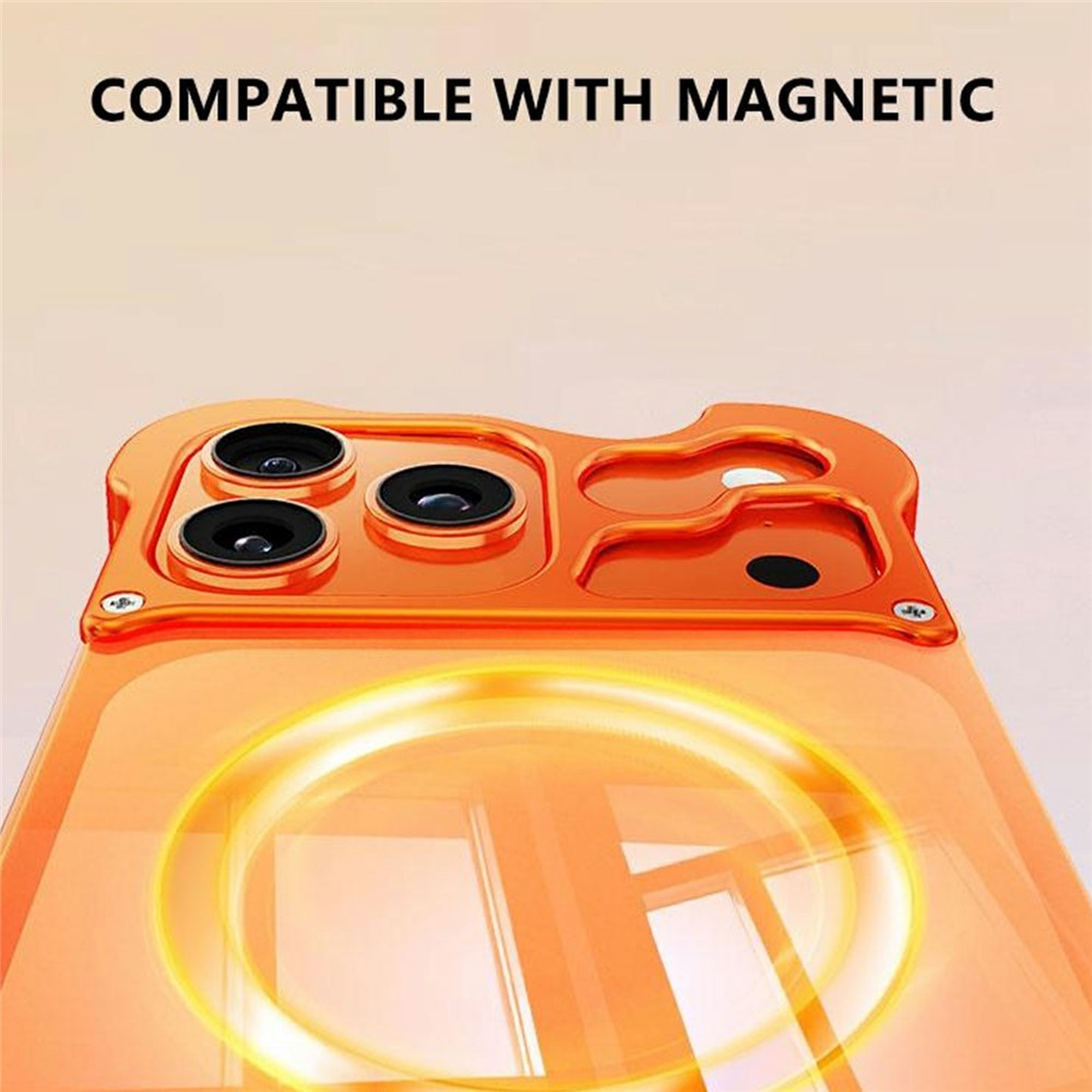 For iPhone 17 Pro Max Magnetic Case Aluminum Alloy + PC Clear Transparent Frameless Phone Cover