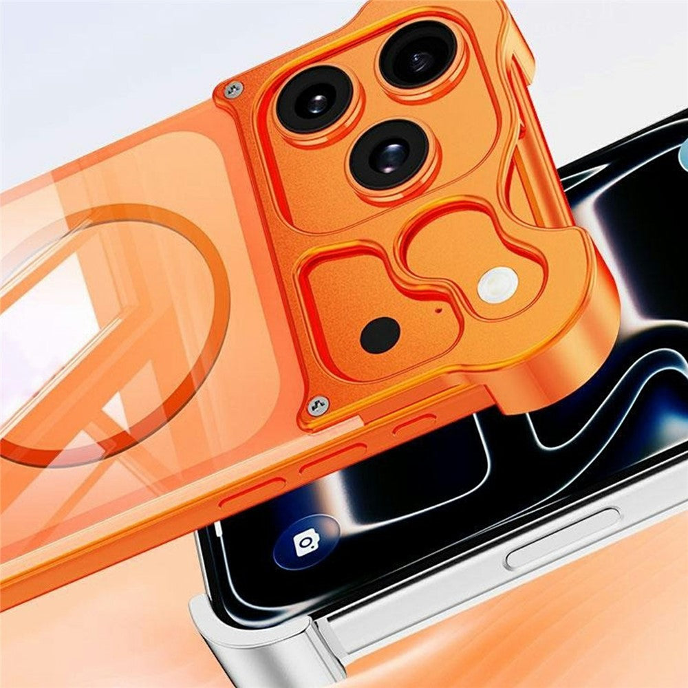 For iPhone 17 Pro Max Magnetic Case Aluminum Alloy + PC Clear Transparent Frameless Phone Cover