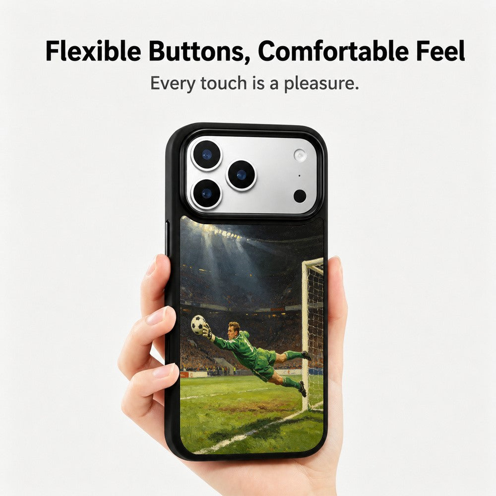For iPhone 17 Pro Magnetic Case Football Pattern UV Printing PC + Silicone Phone Cover