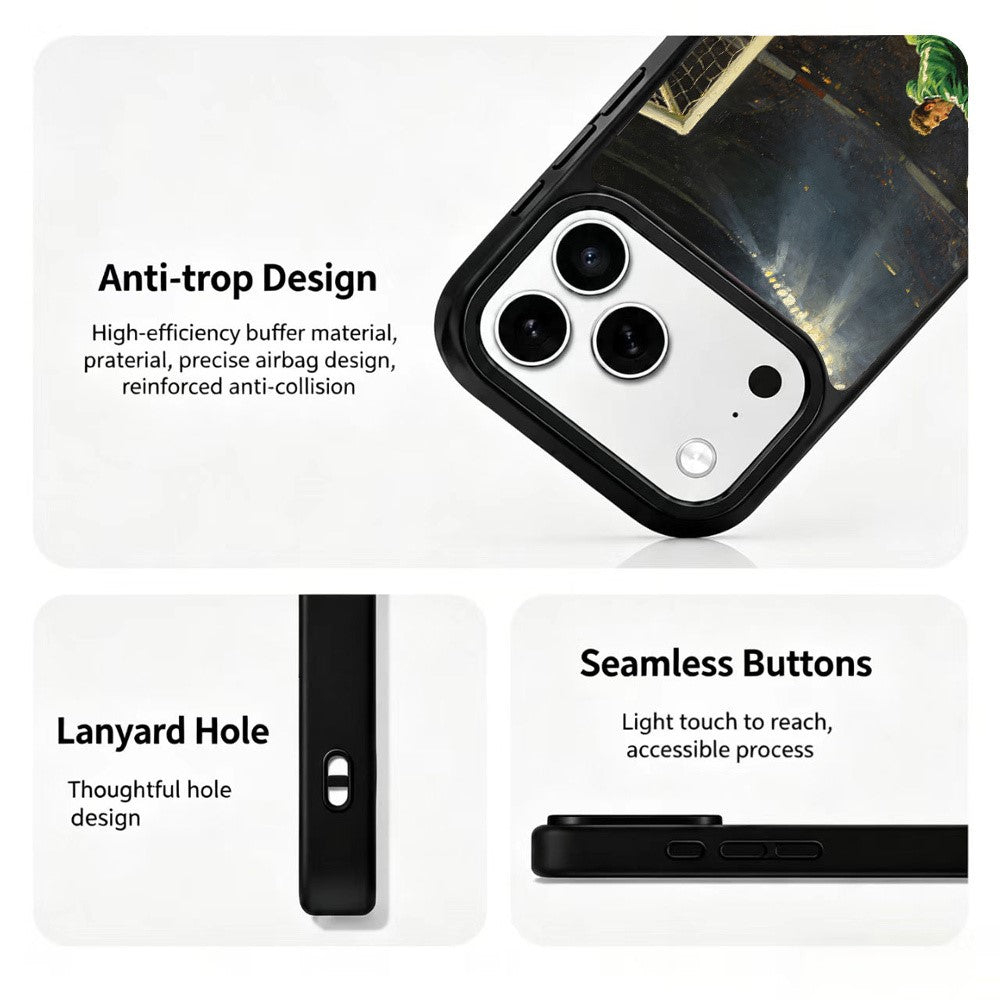 For iPhone 17 Pro Magnetic Case Football Pattern UV Printing PC + Silicone Phone Cover