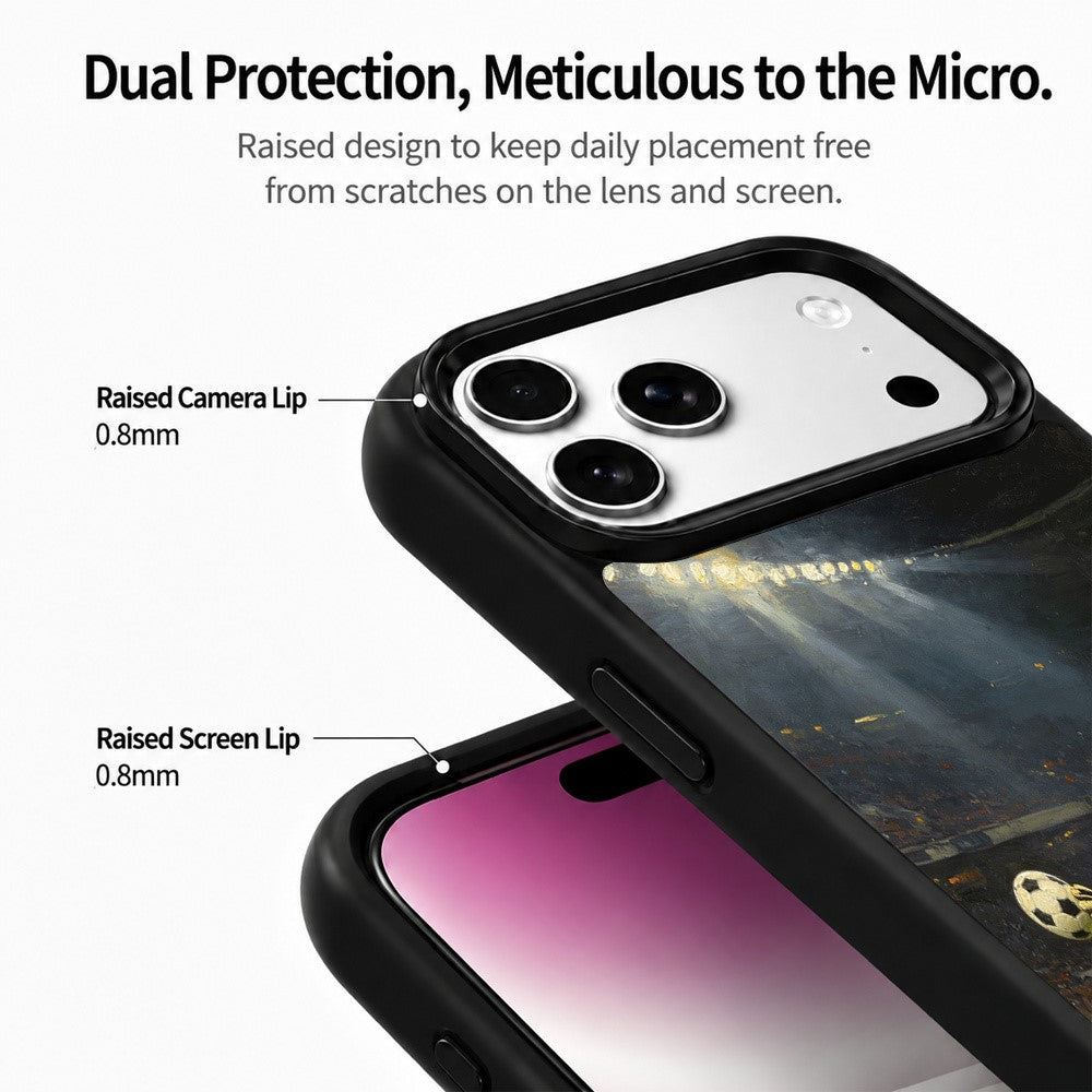 For iPhone 17 Pro Magnetic Case Football Pattern UV Printing PC + Silicone Phone Cover