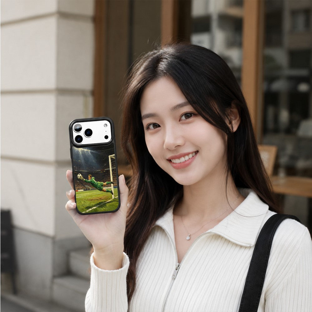 For iPhone 17 Pro Magnetic Case Football Pattern UV Printing PC + Silicone Phone Cover
