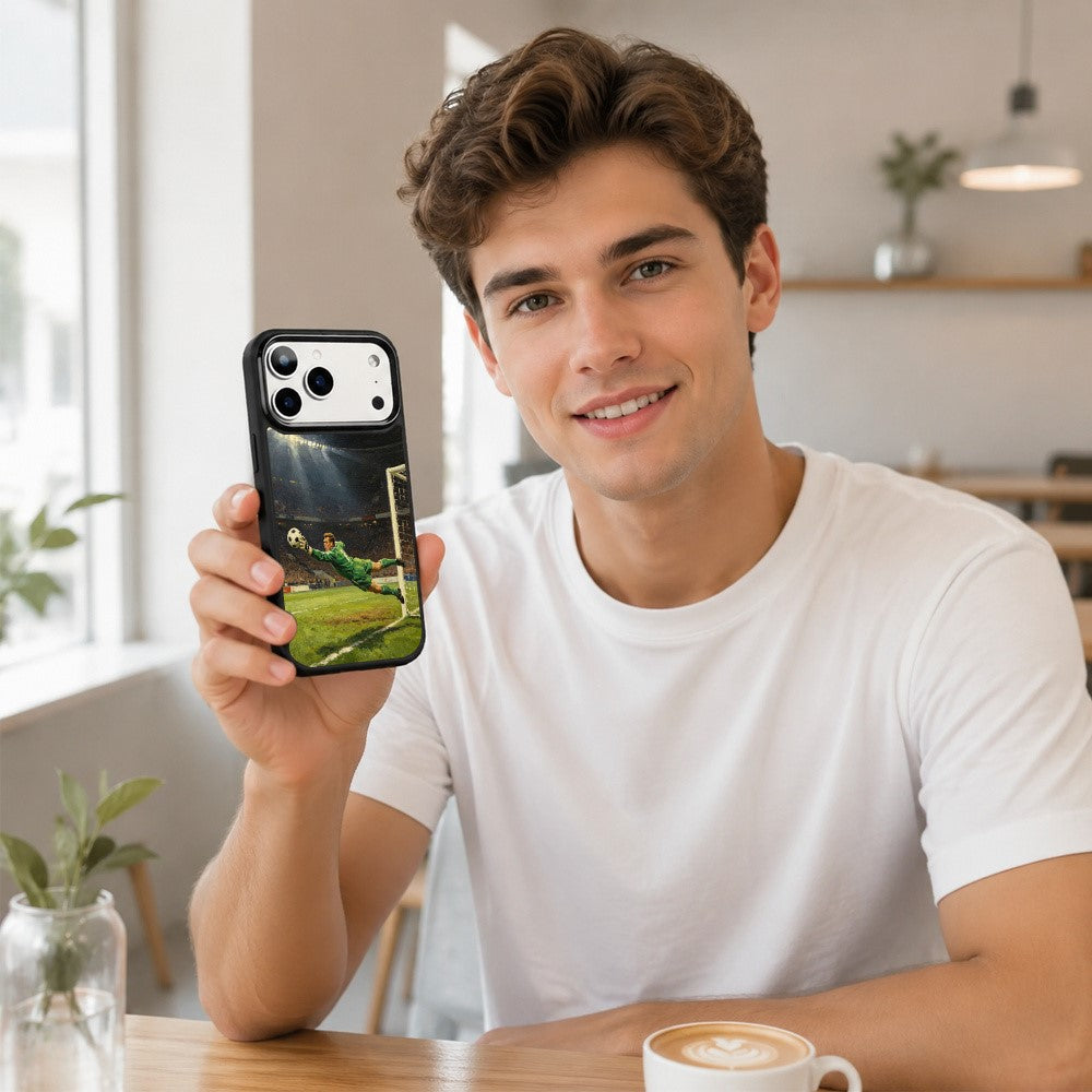 For iPhone 17 Pro Magnetic Case Football Pattern UV Printing PC + Silicone Phone Cover