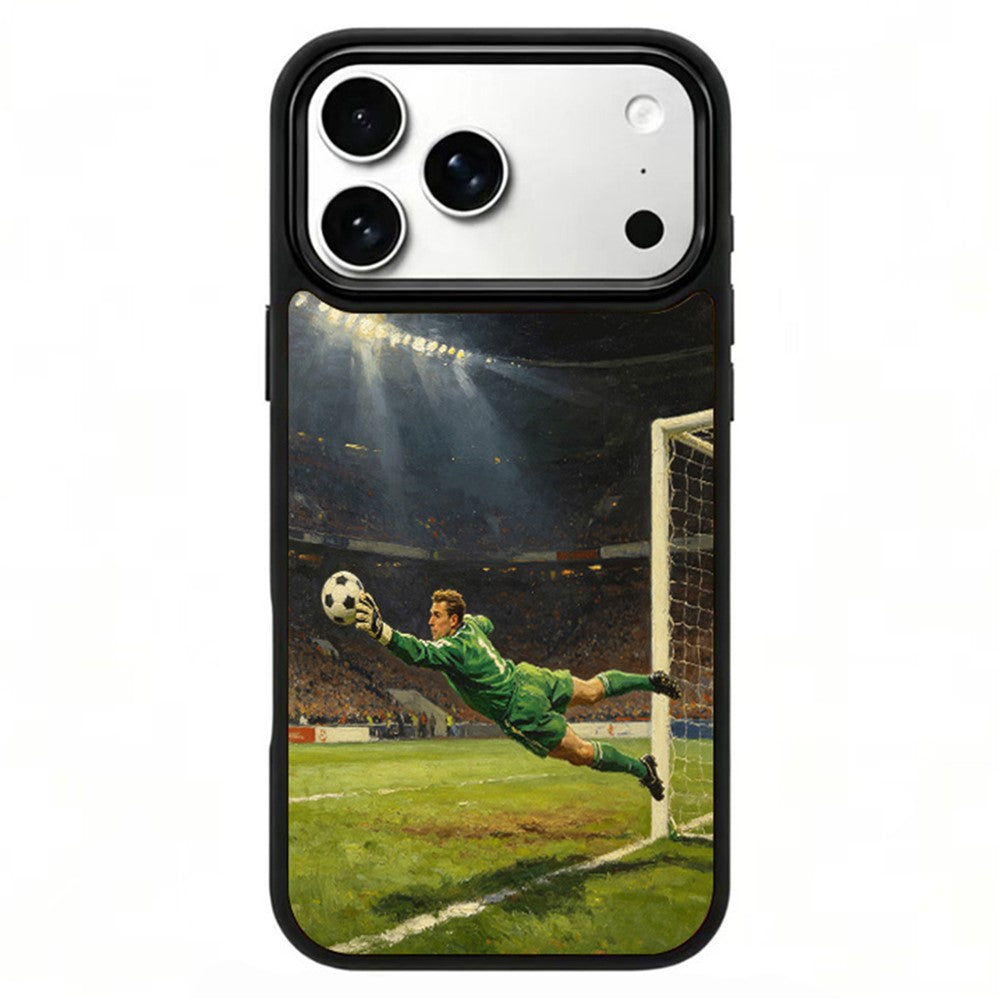 For iPhone 17 Pro Max Magnetic Case Football Pattern UV Printing PC + Silicone Phone Cover