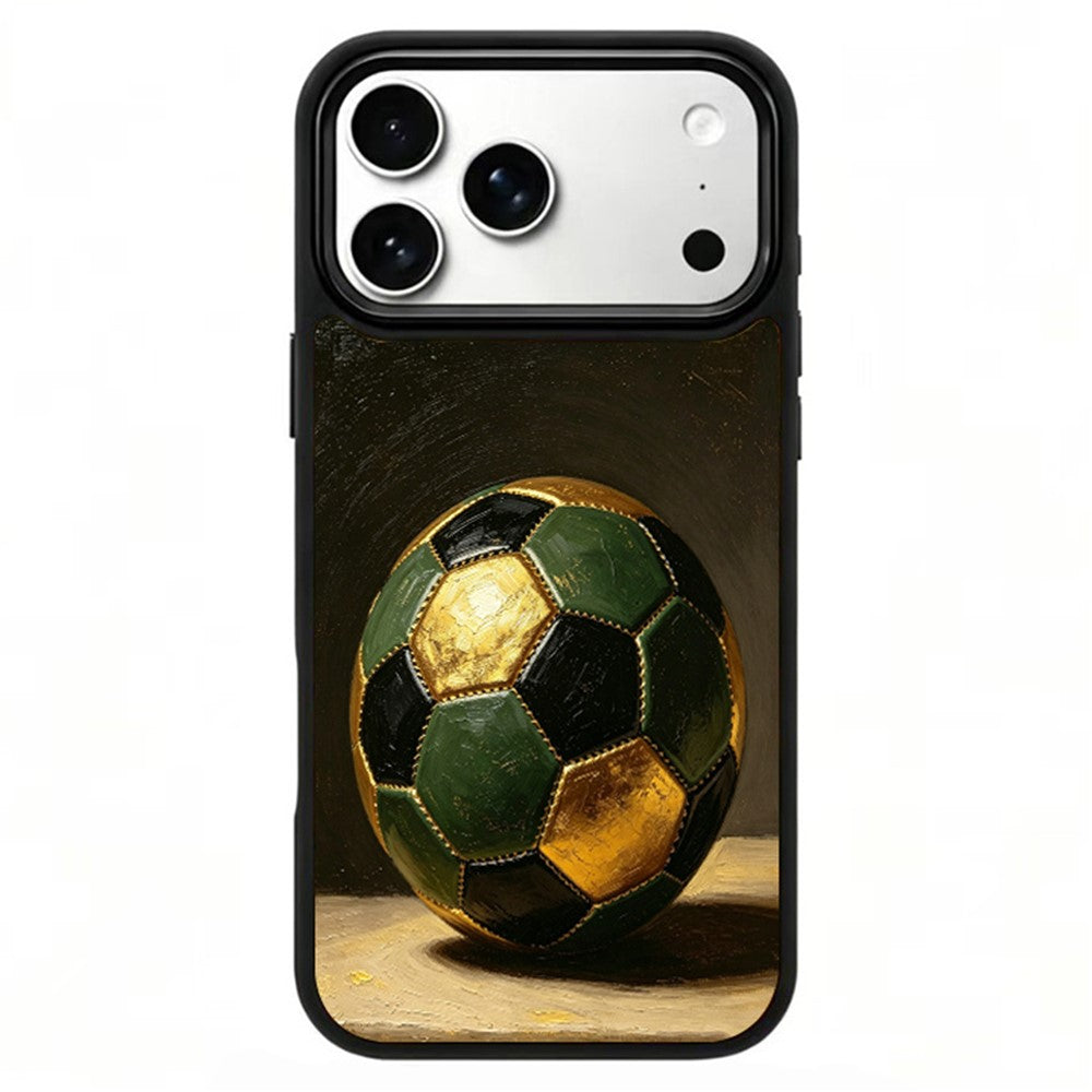 For iPhone 17 Pro Max Magnetic Case Football Pattern UV Printing PC + Silicone Phone Cover
