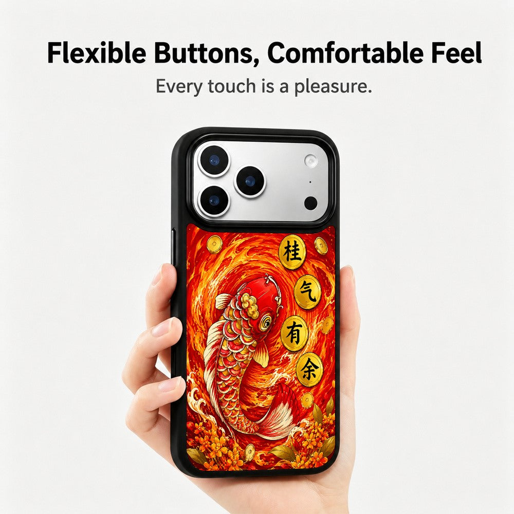 For iPhone 17 Pro Magnetic Case Five Elements Fire Art Series UV Printing PC + Silicone Phone Cover