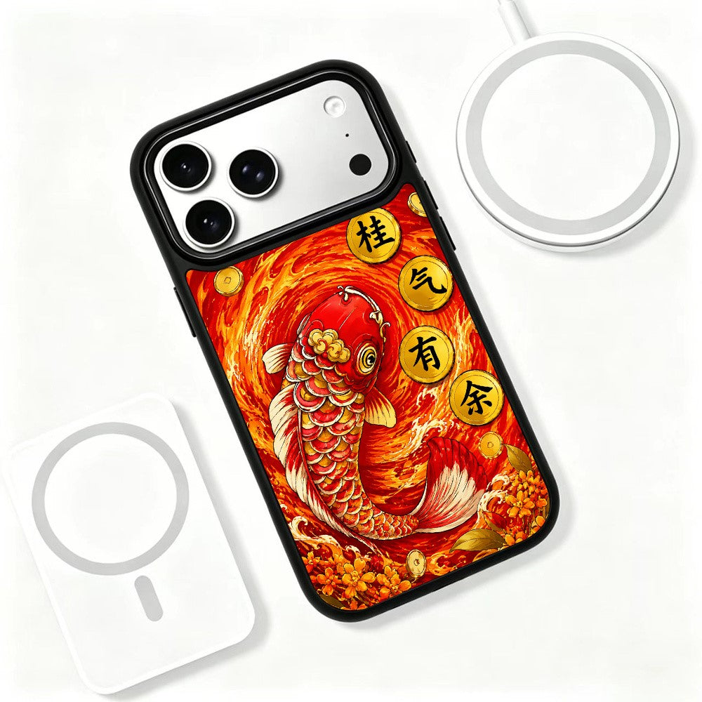 For iPhone 17 Pro Magnetic Case Five Elements Fire Art Series UV Printing PC + Silicone Phone Cover